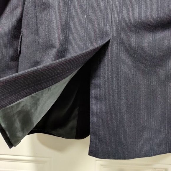 Vintage Yves Saint Laurent Mens Navy Two Piece Suit Striped Blazer Coat 42 - Picture 12 of 16
